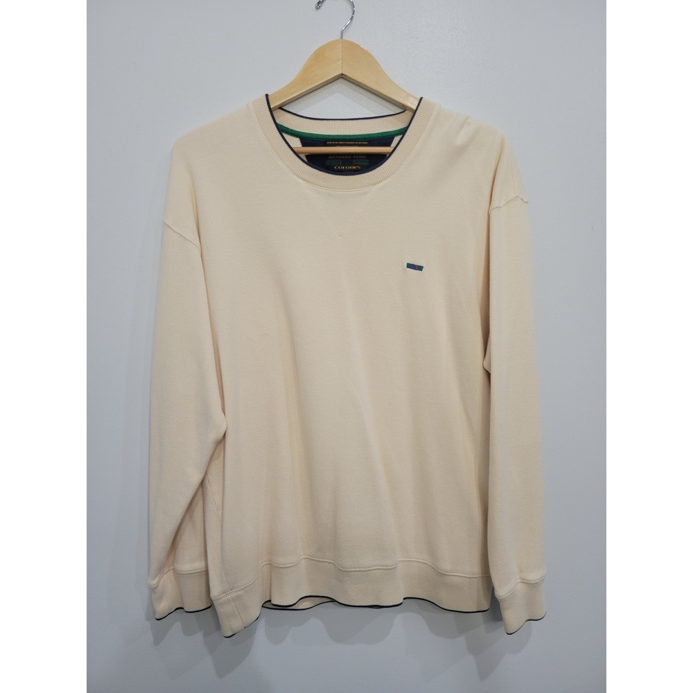 Alexander Julian Colours Mens L Beige Crewneck Long Sleeve‎ Cotton Sweatshirt